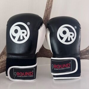 9Round Kickboxing Fitness Boxing Gloves and Hand Wraps Set Black White Grey